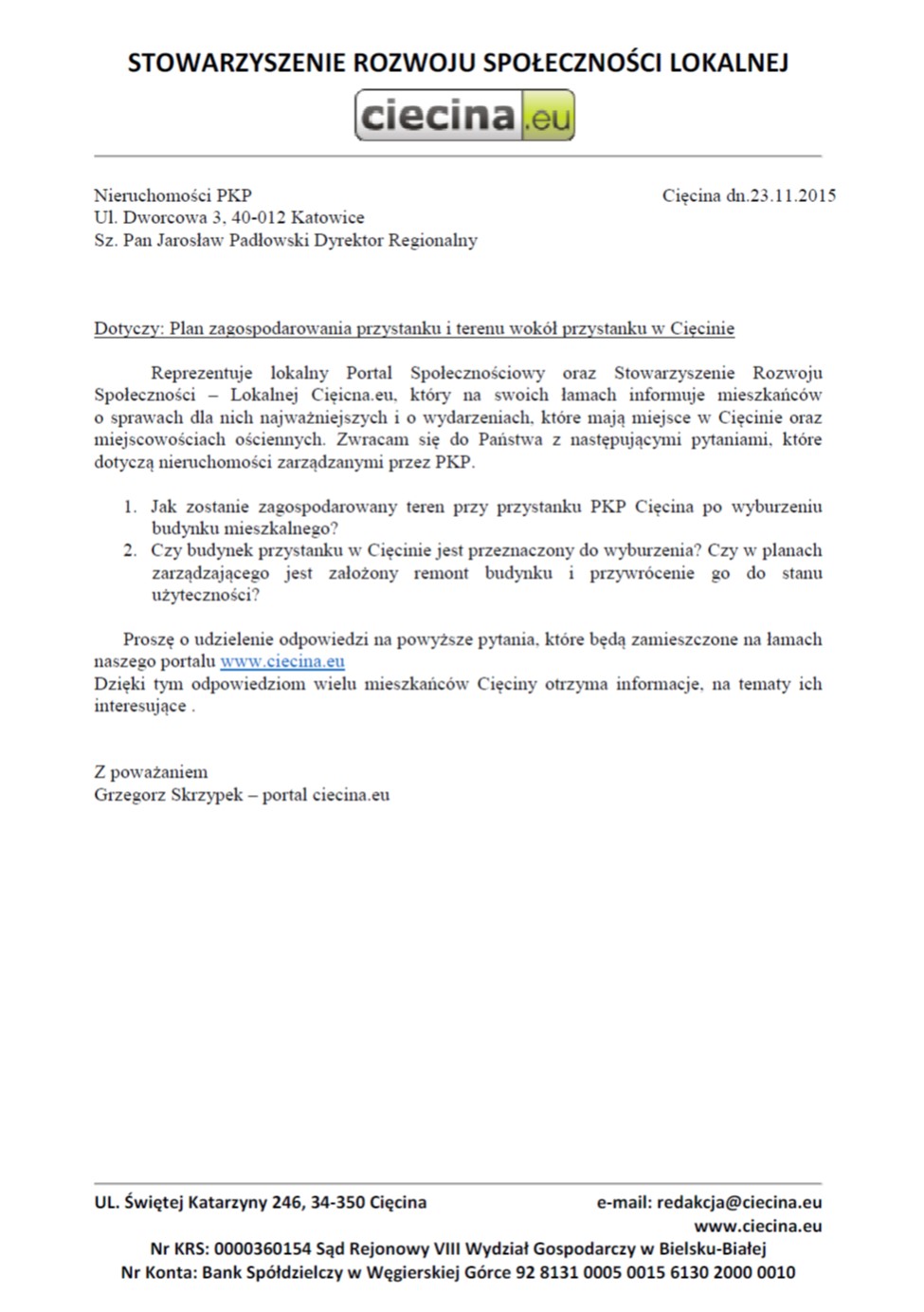 PKP Nieruchomosci Katowice 23 11 2015